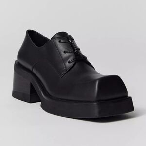 Jeffrey Campbell Intellect Chunky Heeled Oxford Shoes in Black Leather NWT